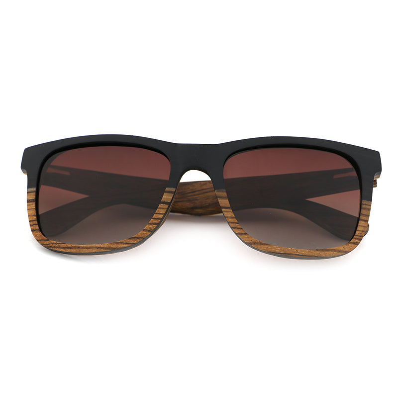 DUVALL BROWN Men's Wooden Sunglasses Two Tone Wood G5 Polarised Lens