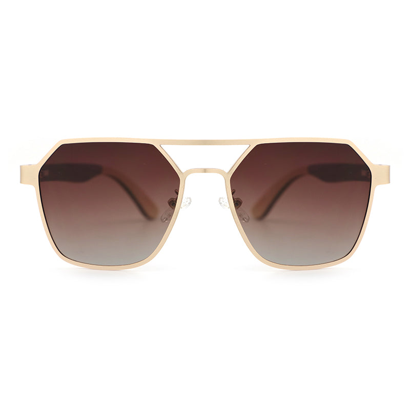 BRUNO GRADIENT BROWN Geometric Aviator Sunglasses Polarized Lens