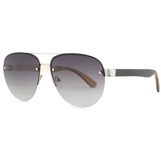 RADAR GRADIENT GREY Sunglasses Stainless Steel Polarised Lens Wooden Arms