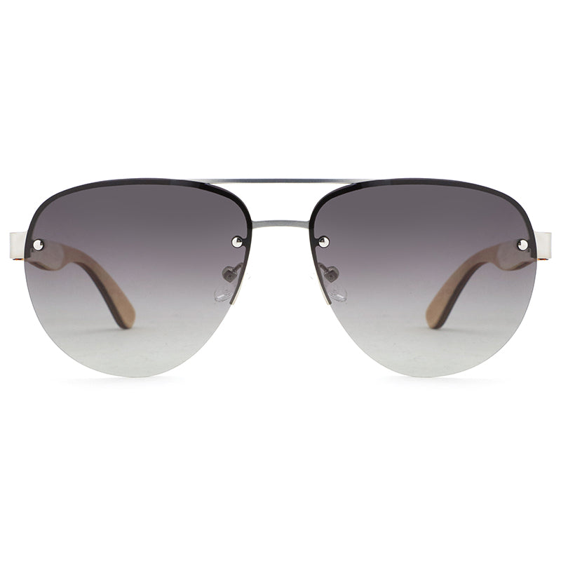 RADAR GRADIENT GREY Sunglasses Stainless Steel Polarised Lens Wooden Arms