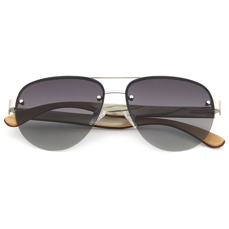 RADAR GRADIENT GREY Sunglasses Stainless Steel Polarised Lens Wooden Arms