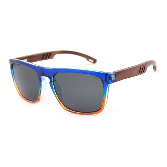 MANSHADY OMBRE GREY Men's Sunglasses Polarised Lens Wooden Arms