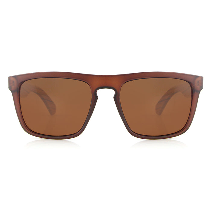 Best selling men's sunglasses with zebrawood arms and brown polarized lens. Personalise your pair for only R50.
