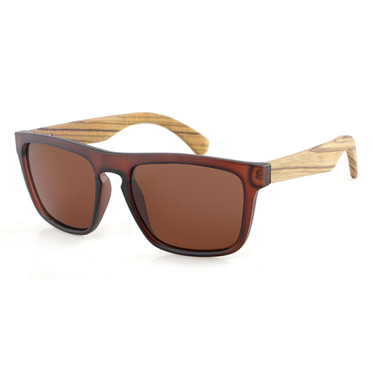 Best selling men's sunglasses with zebrawood arms and brown polarized lens. Personalise your pair for only R50.