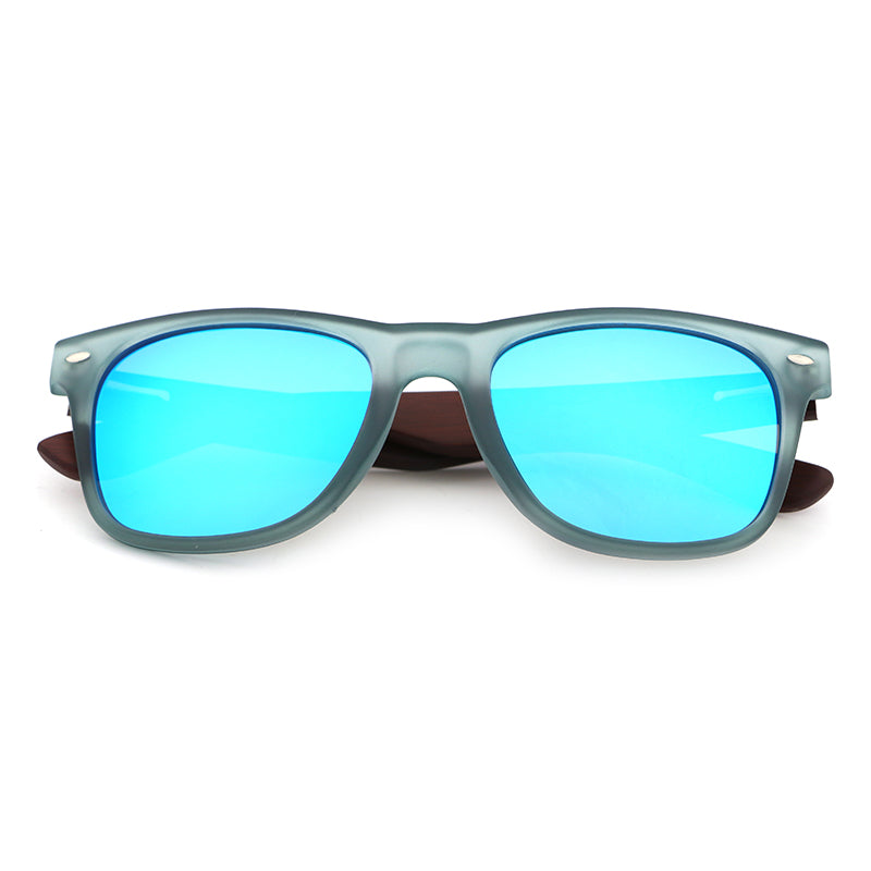 IBIZA BLUE Men's Sunglasses Polarised Lens Wooden Arms