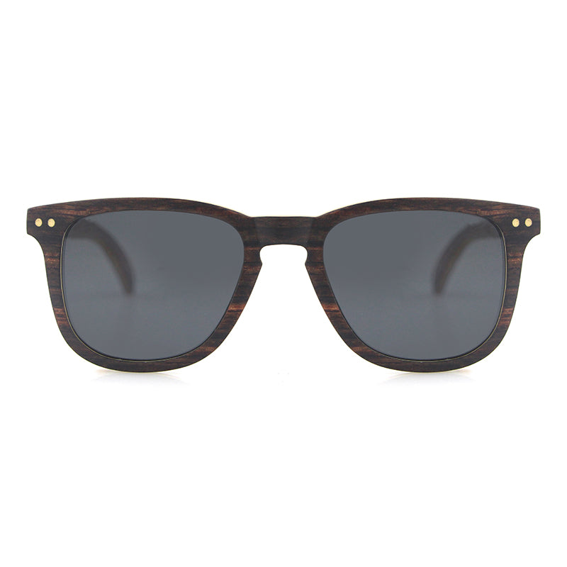 FLARE EBONY GREY Wooden Sunglasses Polarised Lens - Hashtag Bamboo