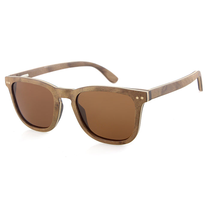 FLARE BURL BROWN Wooden Sunglasses Polarised Lens