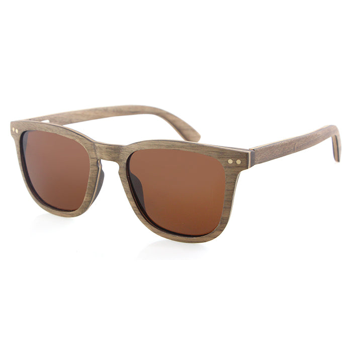 SOLID WOOD Ladies Sunglasses Walnut with Brown Polarised Lens - THE FLARE - Hashtag Bamboo