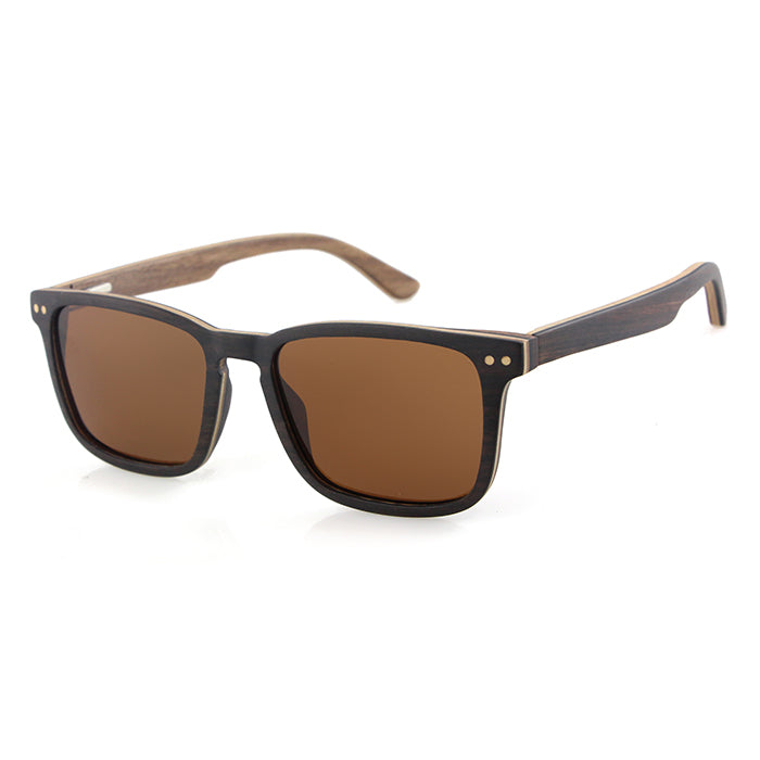 FOXIE EBONY BROWN Wood Sunglasses with Polarised Lens - Hashtag Bamboo