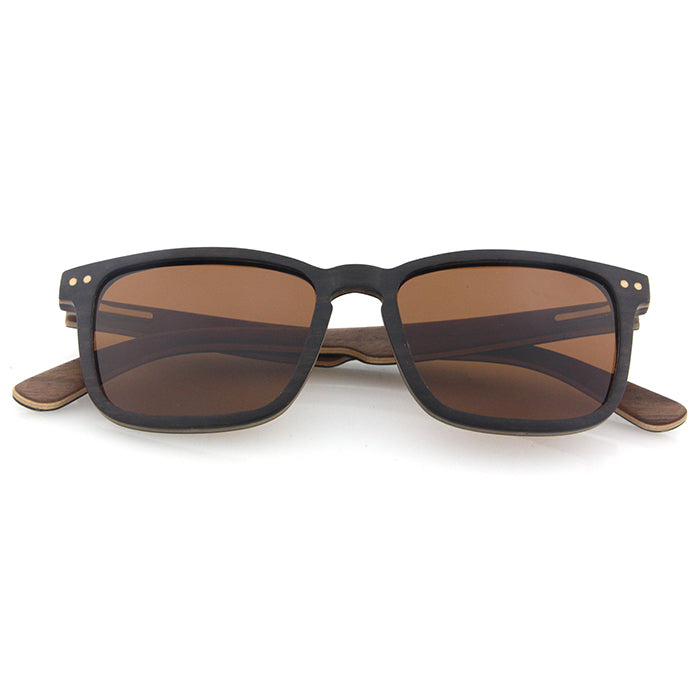 FOXIE EBONY BROWN Wood Sunglasses with Polarised Lens - Hashtag Bamboo