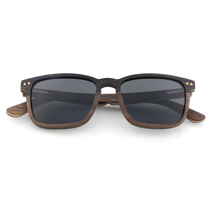 FOXIE EBONY GREY Wooden Sunglasses Polarised Lens
