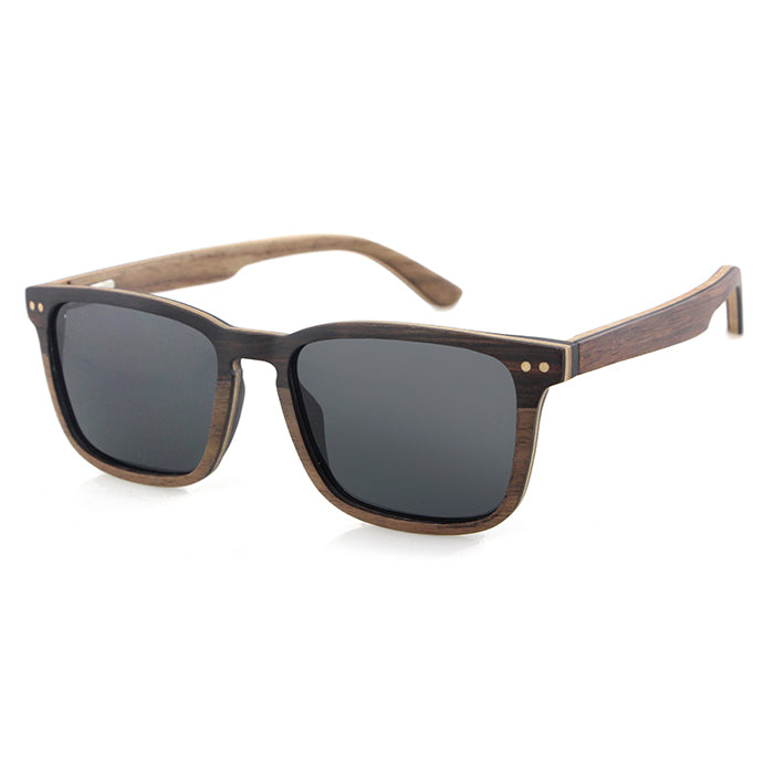 FOXIE EBONY GREY Wooden Sunglasses Polarised Lens