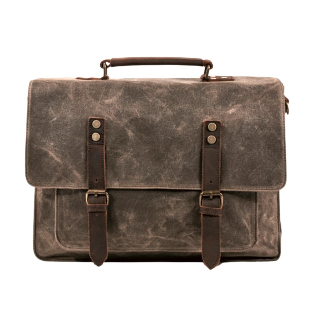 HARVARD BROWN Waxed Canvas Leather Messenger Bag Vintage