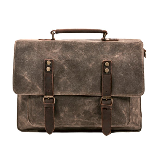 HARVARD BROWN Waxed Canvas Leather Messenger Bag Vintage