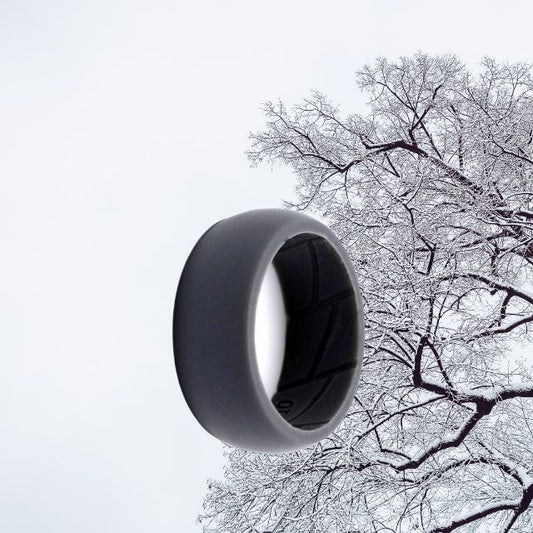 Men's Grey Silicone Ring 9mm Smooth
