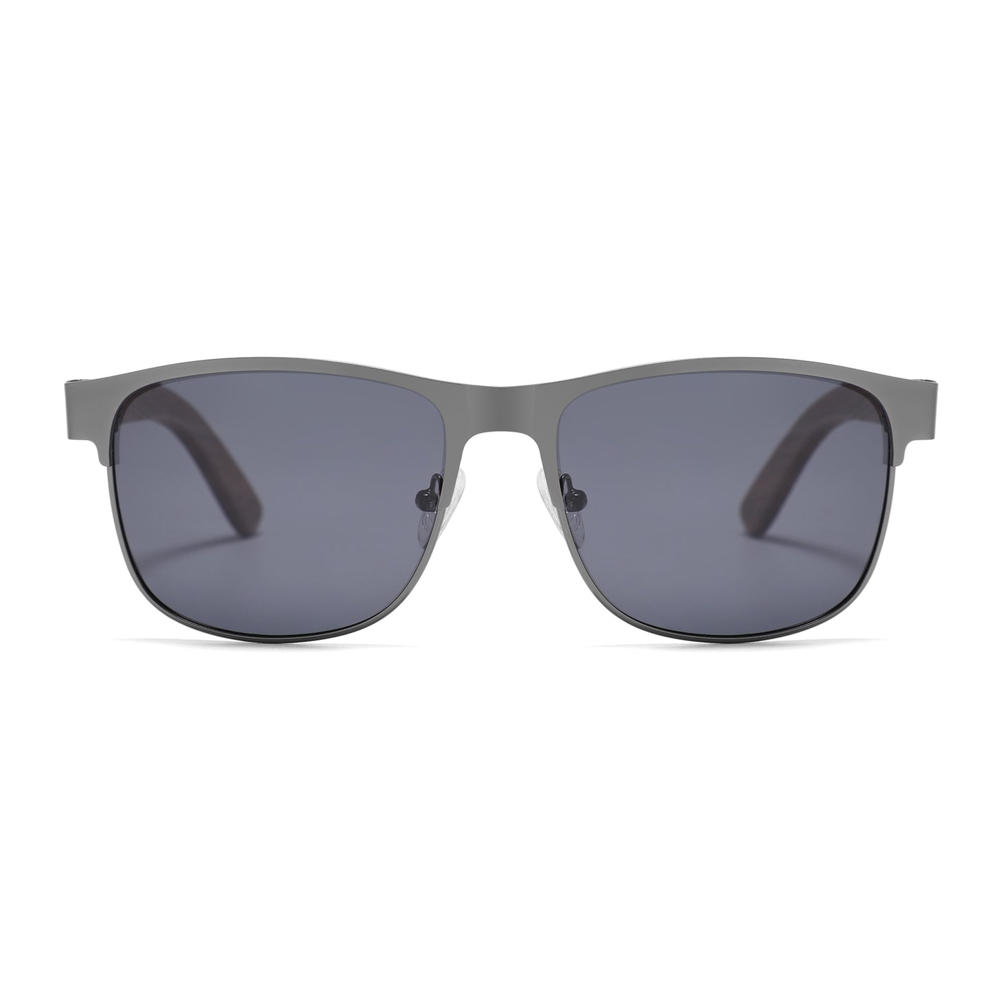HOLLYWOOD DARK SILVER Men's Sunglasses Grey Polarised Lens Wooden Arms - Hashtag Bamboo
