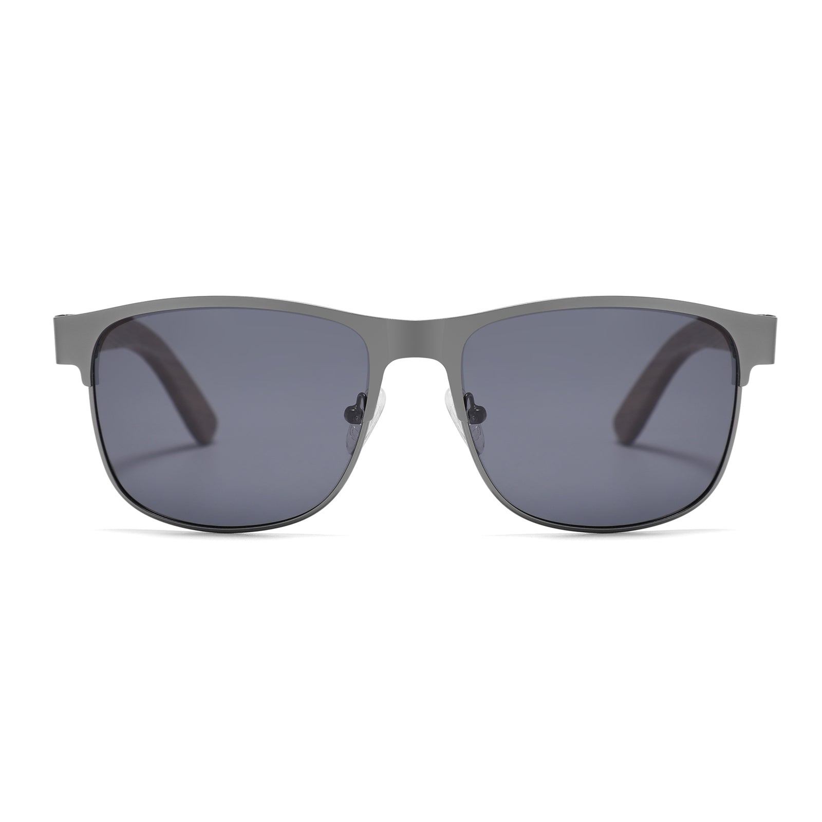 HOLLYWOOD DARK SILVER Men's Sunglasses Grey Polarised Lens Wooden Arms - Hashtag Bamboo