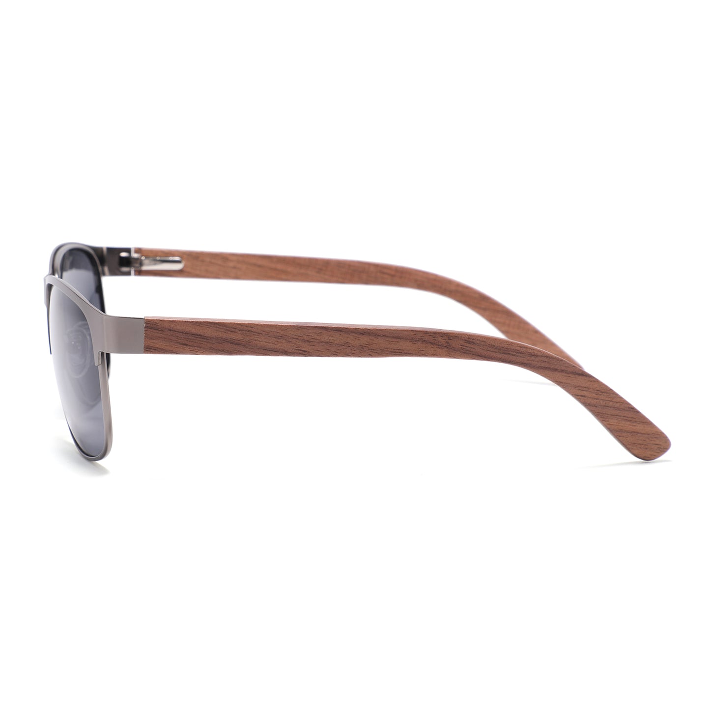 HOLLYWOOD DARK SILVER Men's Sunglasses Grey Polarised Lens Wooden Arms - Hashtag Bamboo