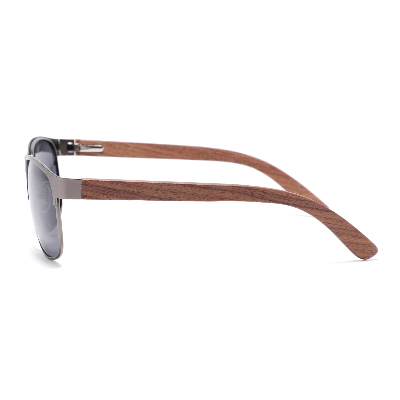 HOLLYWOOD DARK SILVER Men's Sunglasses Grey Polarised Lens Wooden Arms - Hashtag Bamboo