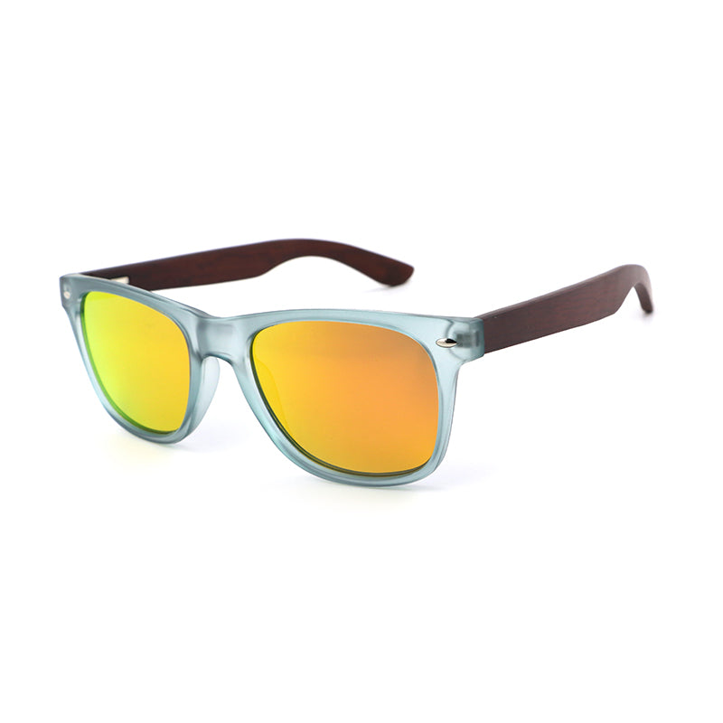 IBIZA OPAQUE ORANGE Men's Sunglasses Polarised Lens Wooden Arms