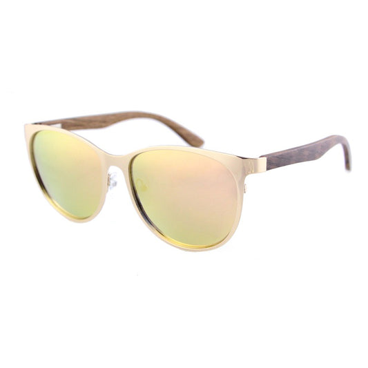 ICONICS ROSE GOLD Sunglasses Ladies Polarised Wooden Arms - Hashtag Bamboo