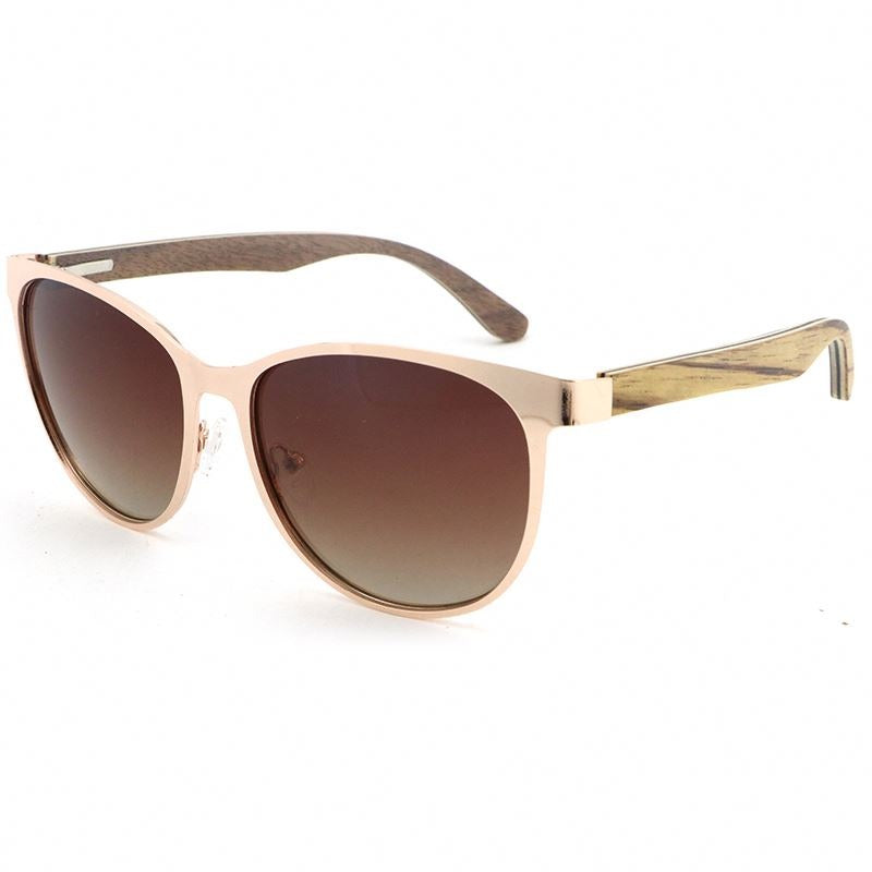 ICONICS BROWN Ladies Sunglasses Polarised Lens Wooden Arms