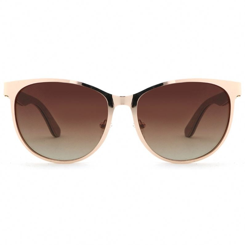 ICONICS BROWN Ladies Sunglasses Polarised Lens Wooden Arms