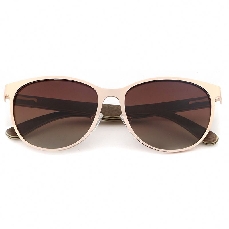 ICONICS BROWN Ladies Sunglasses Polarised Lens Wooden Arms