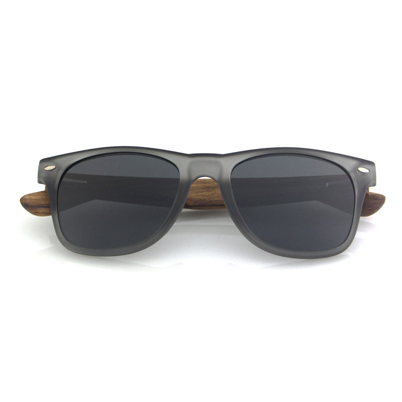 IBIZA GREY Sunglasses Polarised Lens Wooden Arms