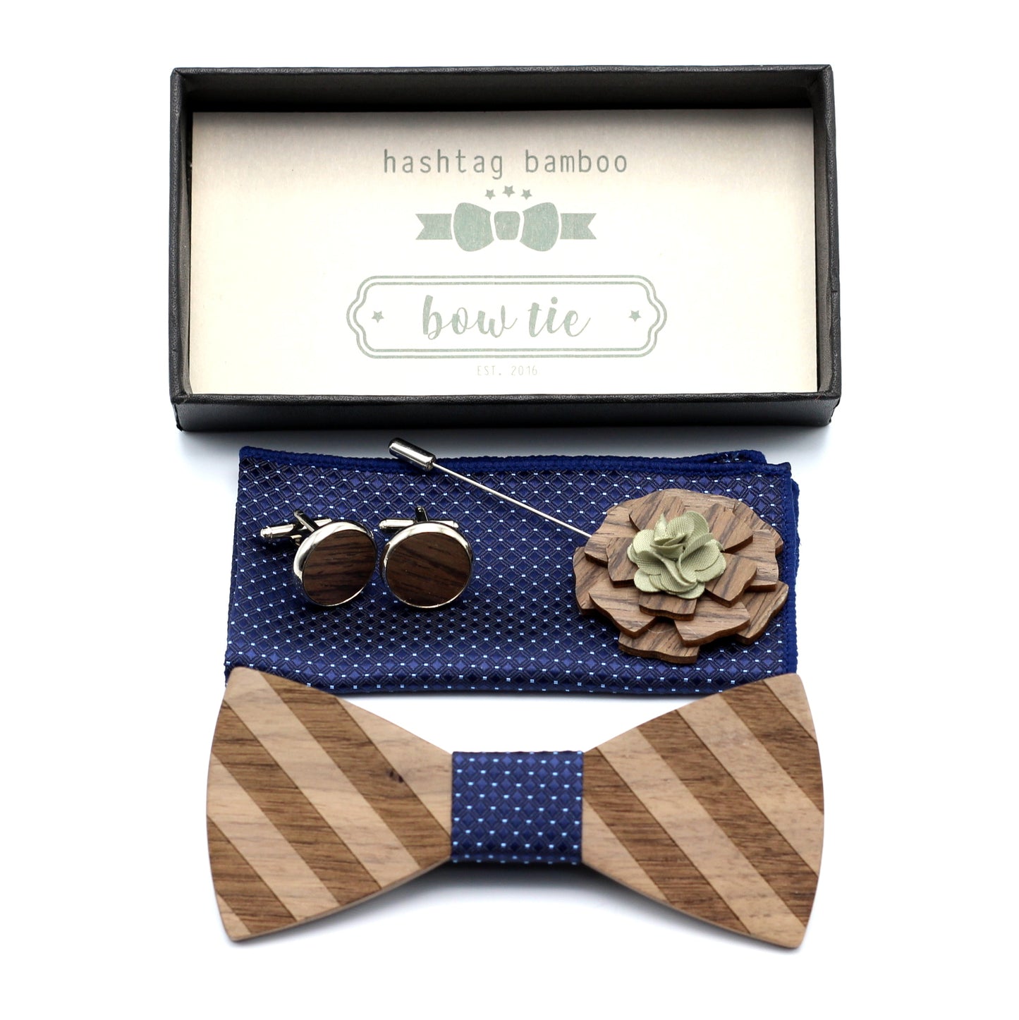 Wooden Bow Tie Combo Set - THE HAMILTON - Hashtag Bamboo