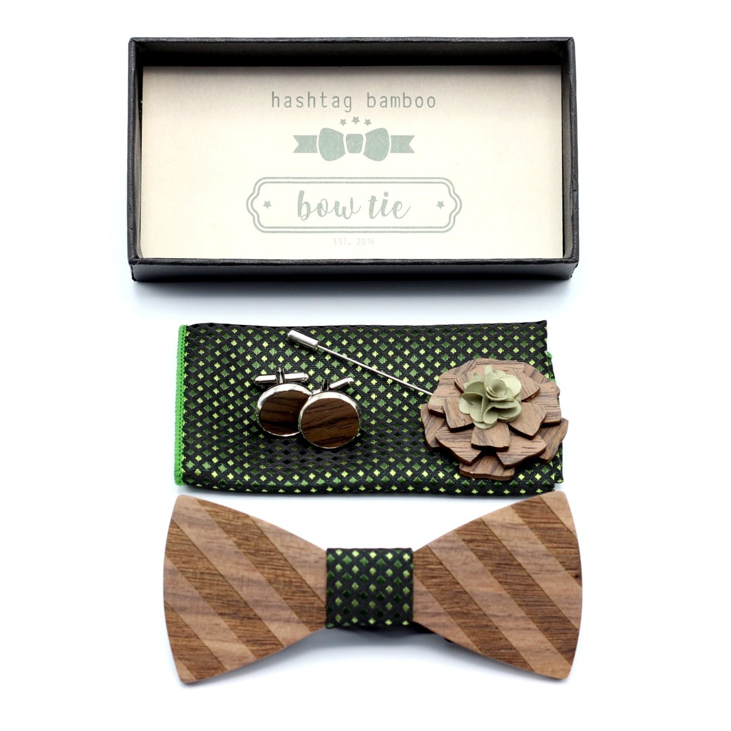 Wooden Bow Tie Combo Set - THE ARGYLE - Hashtag Bamboo