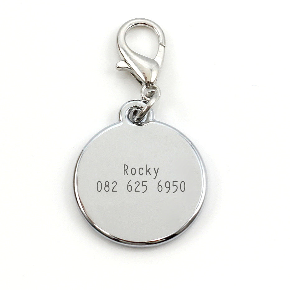 Stainless Steel Paw Print Dog Tag, 5 colours, price includes engraving. Personalise it!