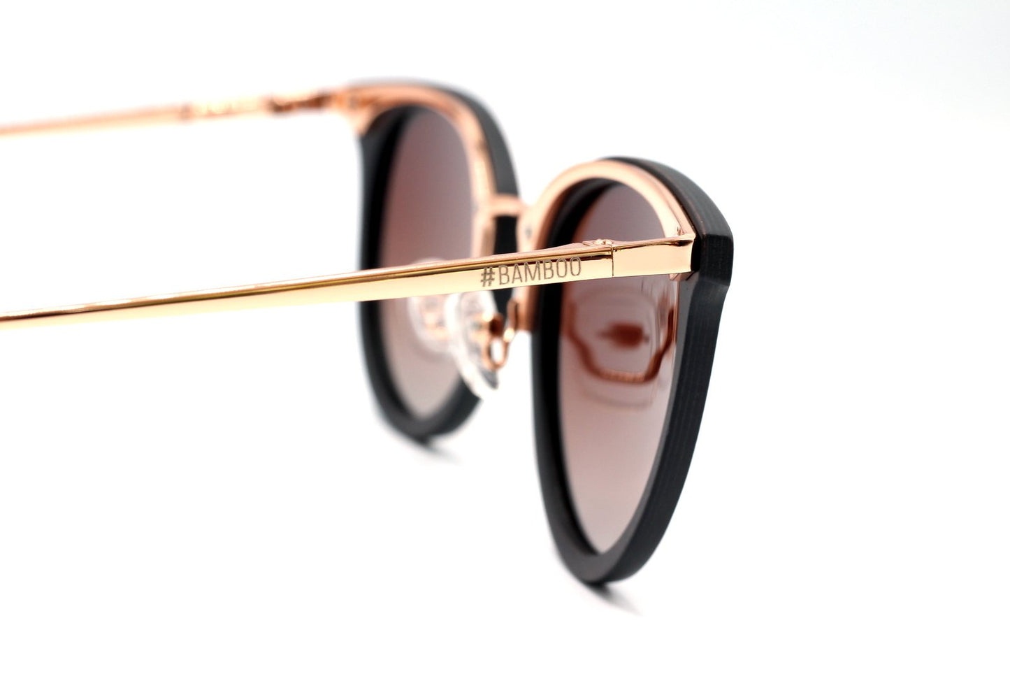 SOLID WOOD Ladies Sunglasses Ebony with Gradient Brown Polarised Lens - THE JACKIE O - Hashtag Bamboo