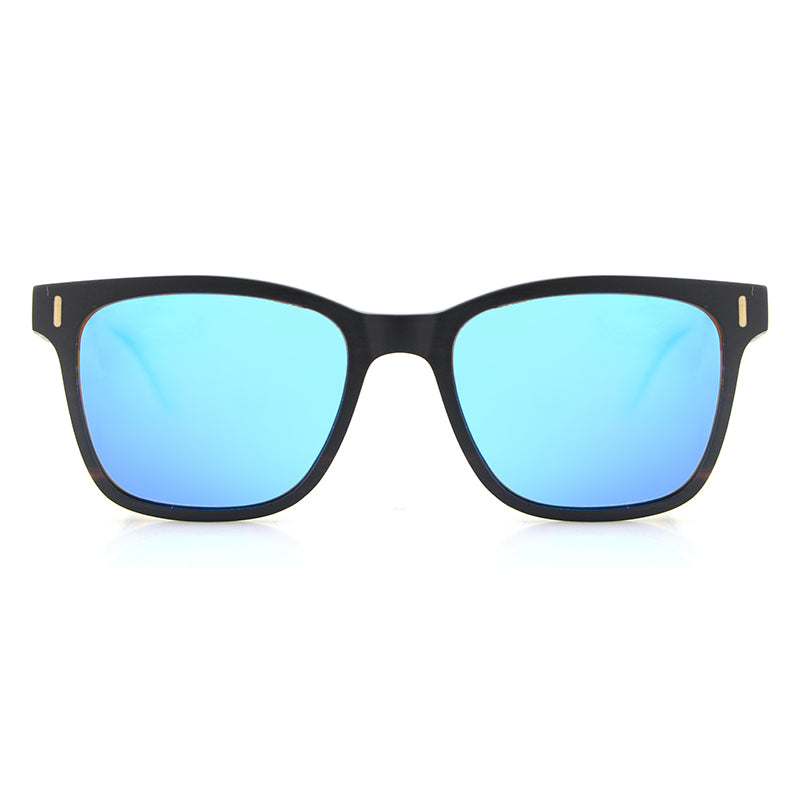 KENYA EBONY BLUE Sunglasses Wood Polarised Mirror Lens - Hashtag Bamboo