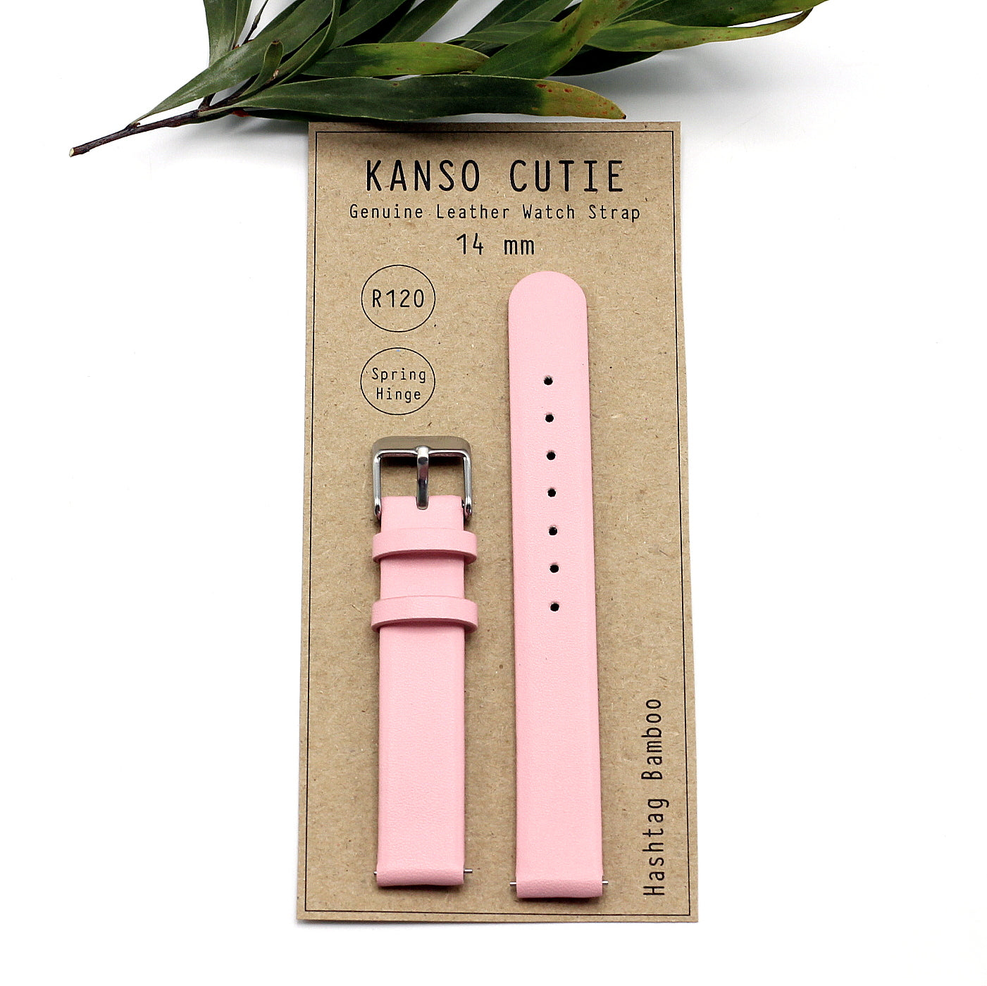 Cutie Watch Strap Genuine Leather 14mm Green or Pink