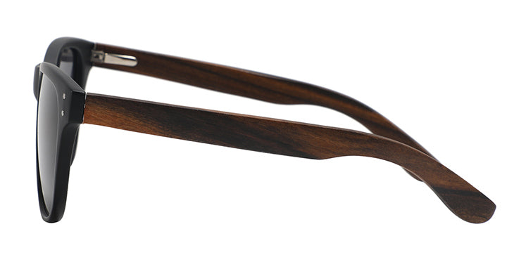 LEXI BLACK Ladies Sunglasses Polarised Lens Wooden Arms