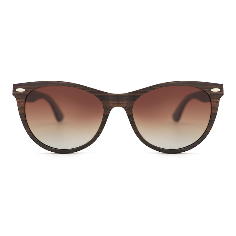 L'AMORE EBONY BROWN Ladies Wood Sunglasses Polarised Lens