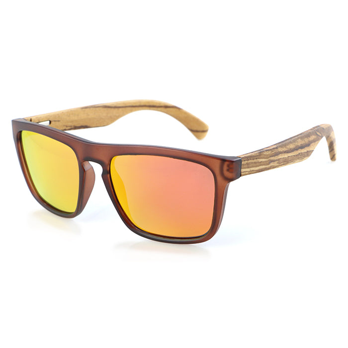 MANSHADY ORANGE Men's Sunglasses Polarised Lens Wooden Arms