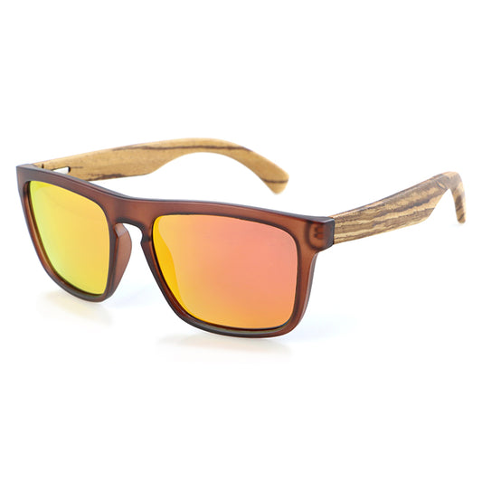 MANSHADY ORANGE Men's Sunglasses Polarised Lens Wooden Arms