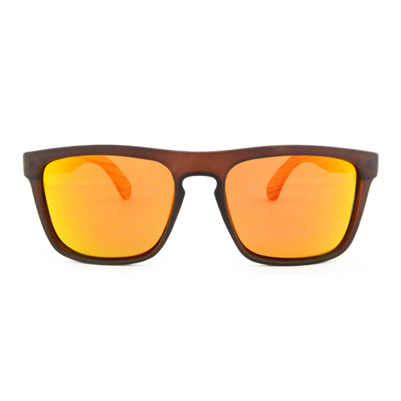 MANSHADY ORANGE Men's Sunglasses Polarised Lens Wooden Arms
