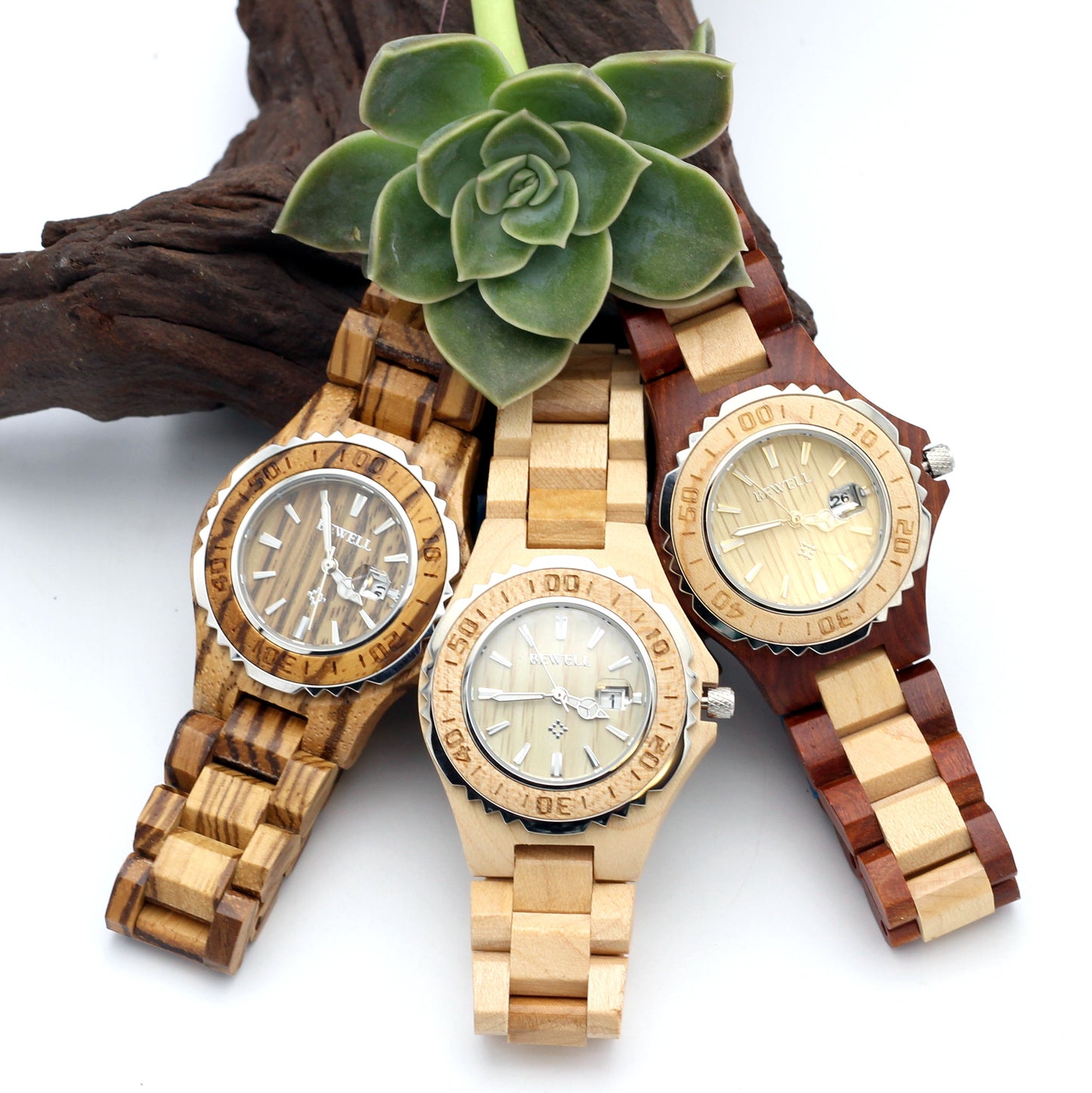 SERENA DUO MISSDATE Ladies Wooden Watch Date Function