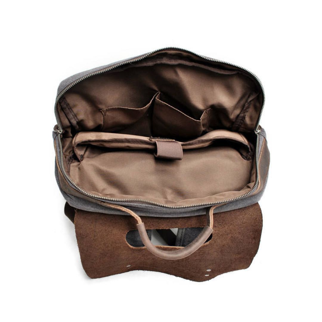 STANFORD BROWN Canvas & Leather Backpack