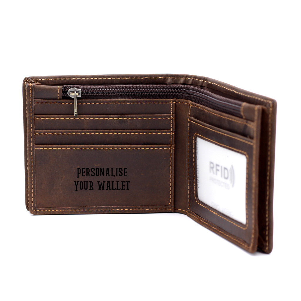 Men's Genuine Leather Wallet RFID Blocking VINTAGE BROWN