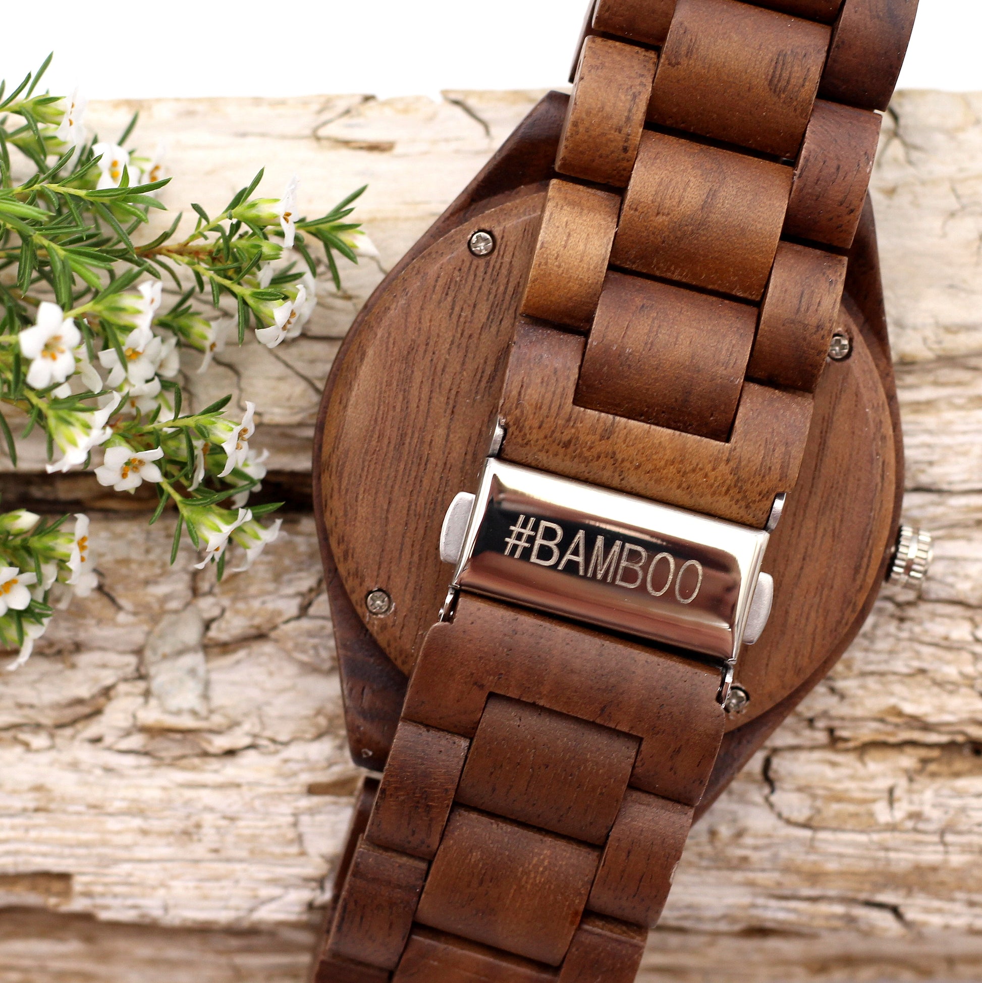MANWOOD FENN Men's Walnut Wooden Watch with Wood Strap - Hashtag Bamboo