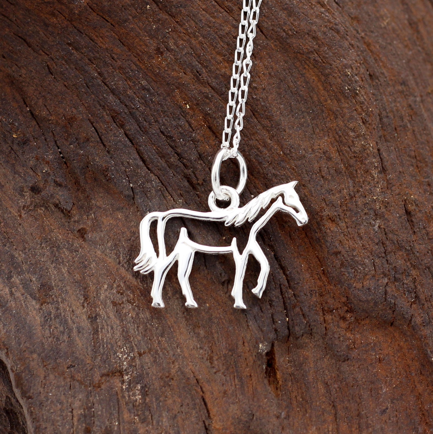 925 sterling silver horse pendant, outline, equestrian jewellery.