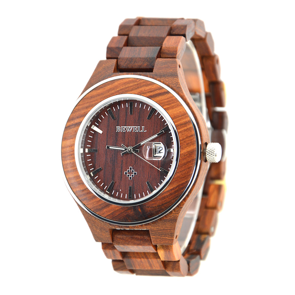 MISSDATE Ladies Wooden Watch: Waterproof Date Function - THE BAMTIQUE Dark - Hashtag Bamboo