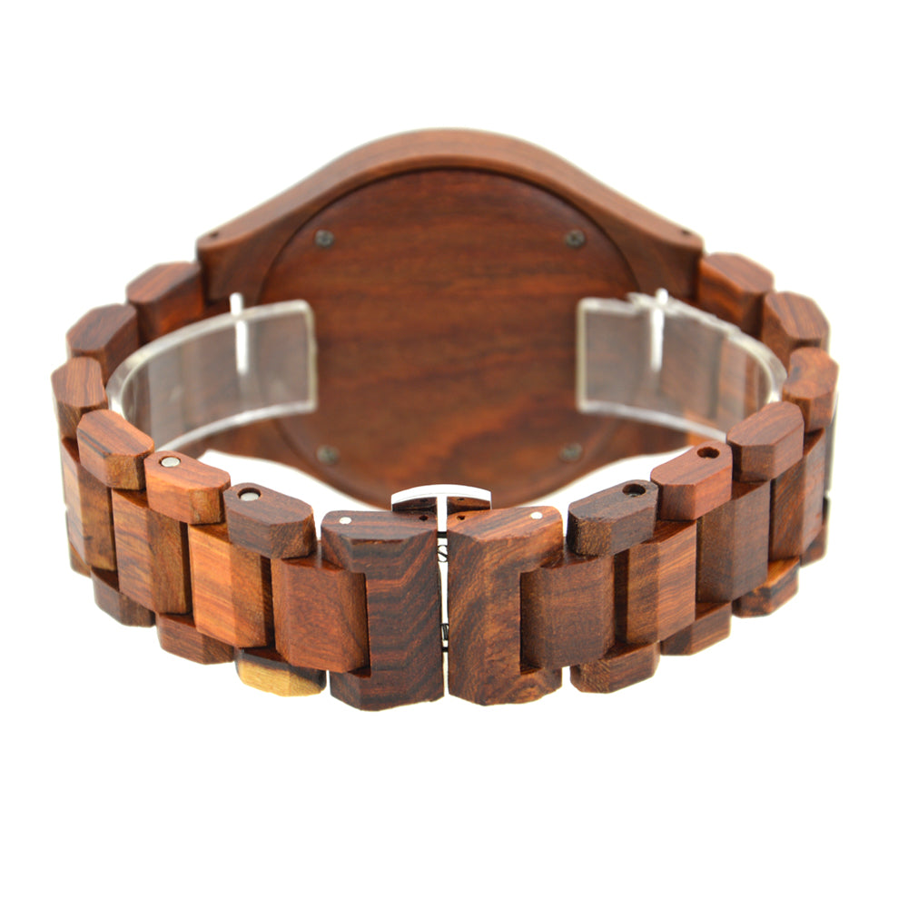 MISSDATE Ladies Wooden Watch: Waterproof Date Function - THE BAMTIQUE Dark - Hashtag Bamboo