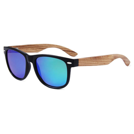 VAYA GREEN Sunglasses Polarised Mirror Lens Wooden Arms