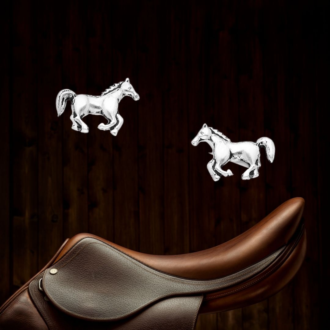 925 Sterling Silver Ear-rings - Horses - Hashtag Bamboo