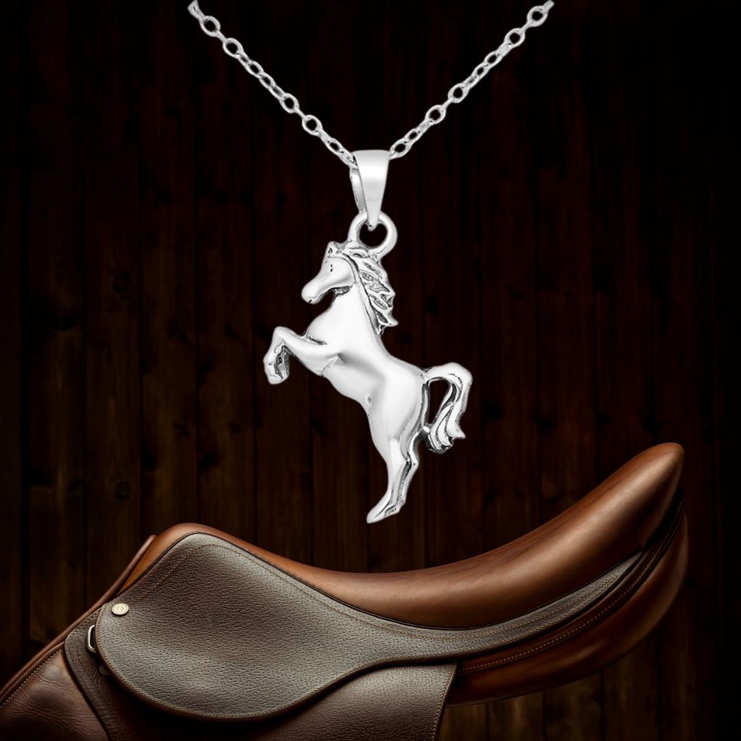 925 Sterling Silver Dancing Horse Pendant - Hashtag Bamboo